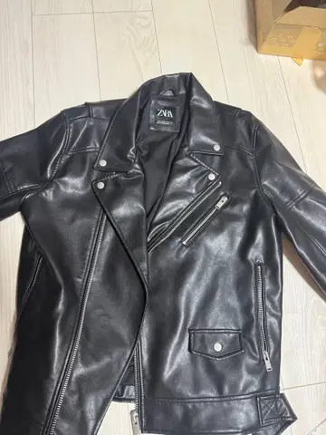 ZARA 인조 가죽 라이더 자켓 블랙 XL