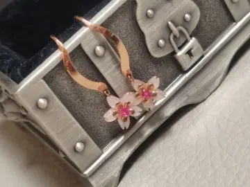 K10 PG 쉘 루비 벚꽃 귀걸이 ruby earrings