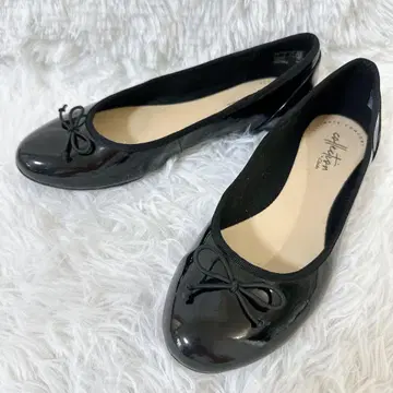 Clarks 발레 슈즈 블랙 리본 플랫 UK3 에나멜