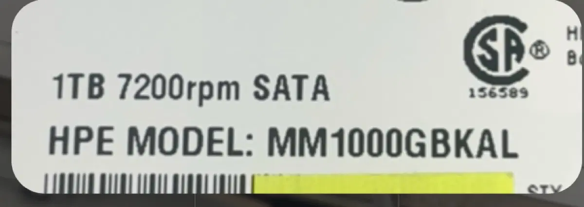7.2K SATA 1TB HPE model: MM1000GBKAL