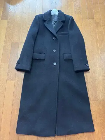 Lookast 블랙 롱 울 코트