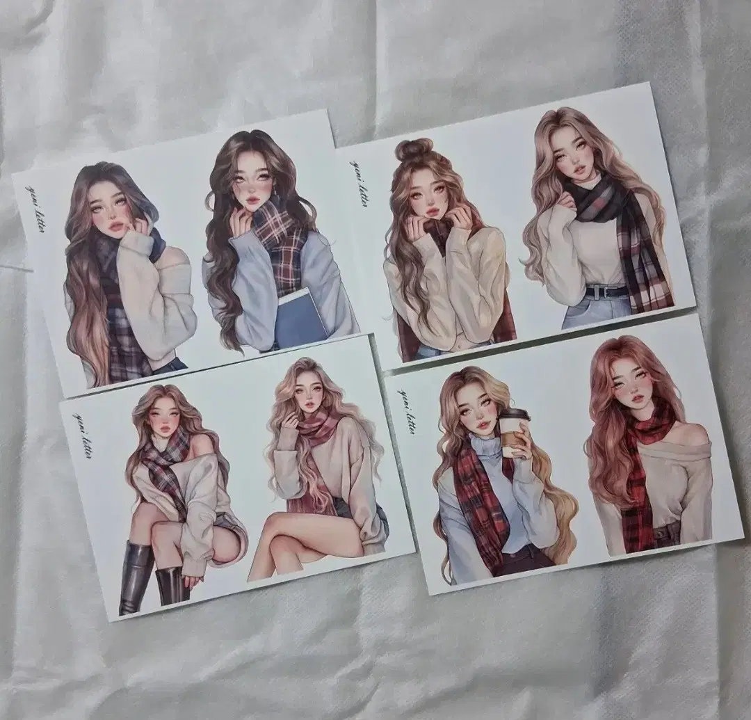 [예니레터] 머플러 소녀 인물 페이퍼(스티커x)