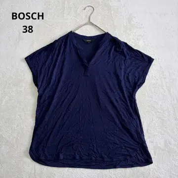 BOSCH 드레이프감 V넥 티셔츠 프렌치 슬리브 네이비 38 신축성