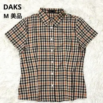 새상품급 DAKS LONDON 체크 셔츠 코튼 100 일본제 베이지 M