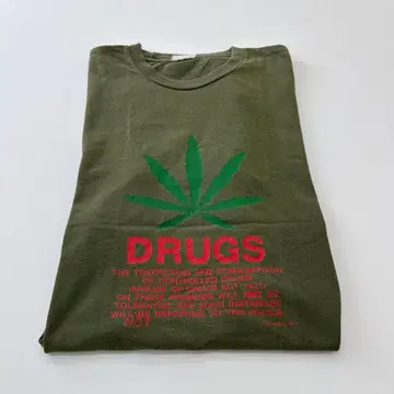 90s DRUGS 마리화나 프린트 티셔츠