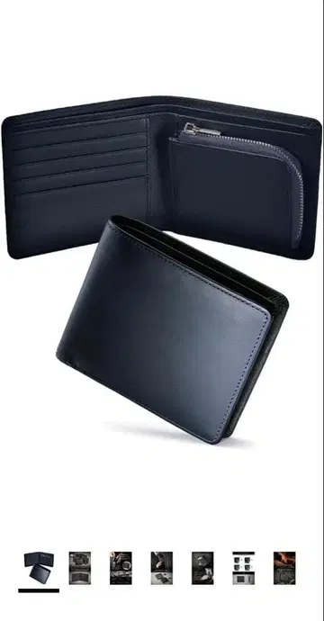 도쿄 시타마치 공방 접이식 지갑 천연 가죽 네이비 새상품