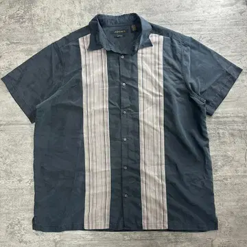AXIST 모드 오픈 카라풍 라인 디자인 반팔 셔츠 2XL 블랙 빅