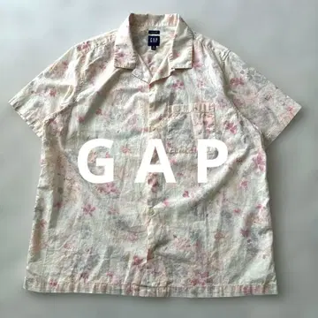 새상품급 레어 사이즈 린넨 GAP 갭 반팔 셔츠 보타니컬 오픈 카라