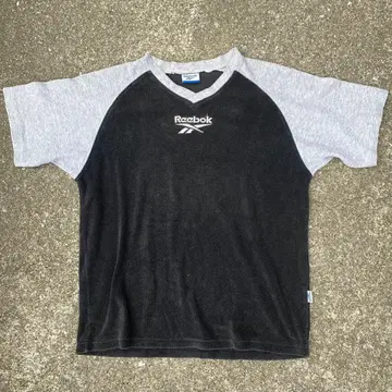90s Reebok 파일 원단 래글런 T셔츠 구제 의류