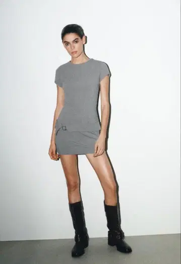 그레이 Zara 미니 원피스 벨트 포함 S 사이즈