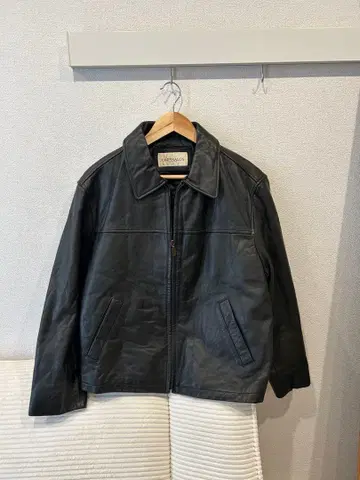 OMPHALOS 가죽 블루종 블랙 95