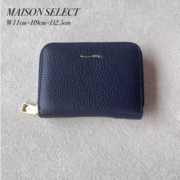 MAISON SLCT 소가죽 네이비 컴팩트 지갑 동전 카드 수납
