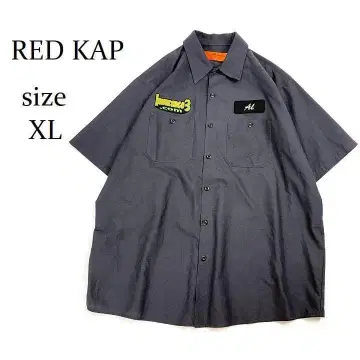 RED KAP 레드캡 반팔 워크 셔츠 자수 로고 차콜 그레이 XL