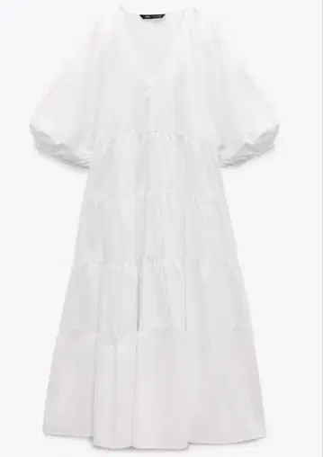 ZARA 볼륨 슬리브 포플린 롱 원피스 S
