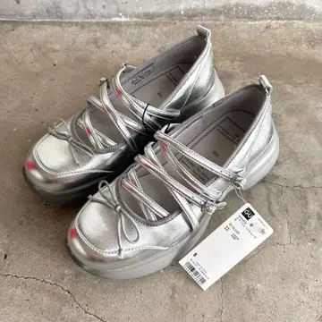 GU 메리 제인 슈즈 실버 택 포함 새상품 로쿠 S 사이즈
