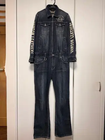 [ 가격 인하 ] VANSON 반손 데님 자수 올인원 작업복