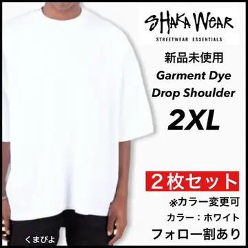 새상품 샤카웨어 드롭 숄더 가먼트 다이 T셔츠 블랙 2장 2XL