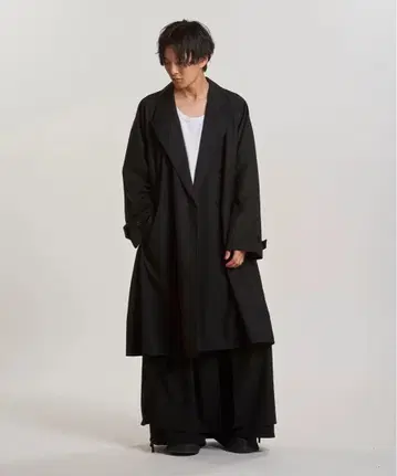 No id. 더블 브레스트 BIG 롱 코트 블랙