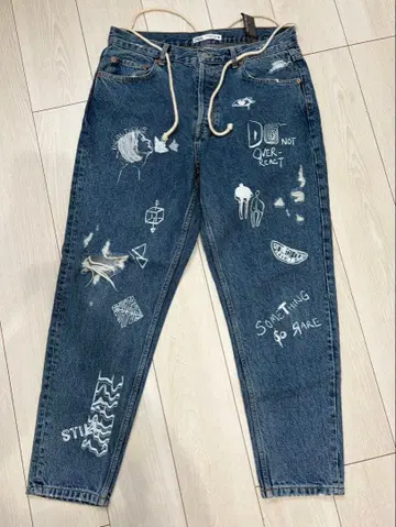ZARA 그래픽 프린트 데님 팬츠 EUR40