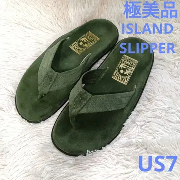 컨디션 최상 아일랜드 슬리퍼 카키 스웨이드 플립플랍 US7