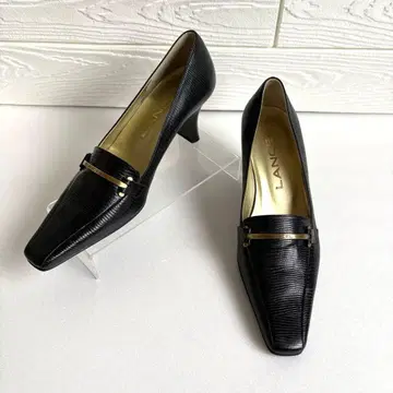 새상품급 란셀 Lancel 스퀘어 펌프스 블랙 23.0 일본제