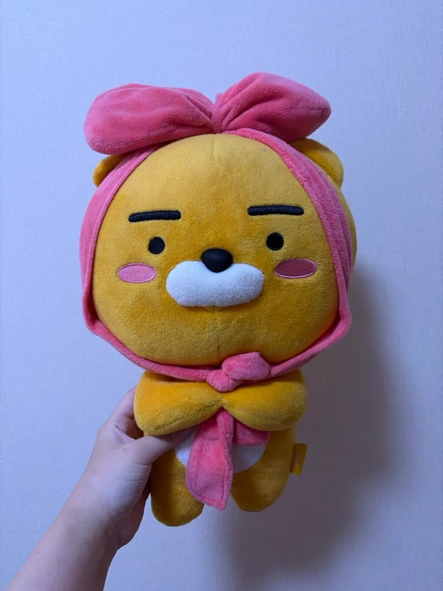 카카오프렌즈 라이언 핑크 헤어밴드 인형
