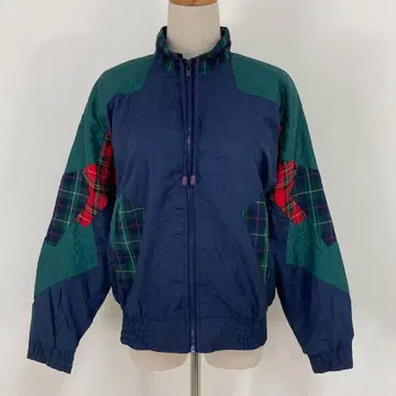 대만제 80s 빈티지 westbound 나일론 지퍼 블루종 체크