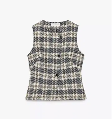 ZARA 체크 무늬 텍스처 원단 베스트 새상품