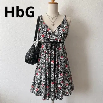 HbG 올 패턴 슬리브리스 미니 원피스 Y2K 갸루 일본제 하트 별