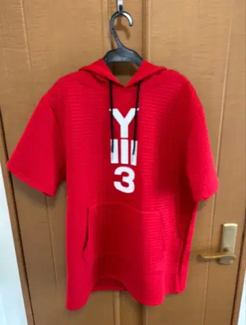 Y-3 와이쓰리 반팔 후드티 레드 L 사이즈