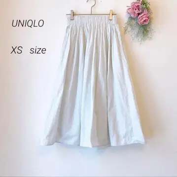 택 포함 UNIQLO 유니클로 / 개더 롱 스커트 / 라이트 그레이 XS