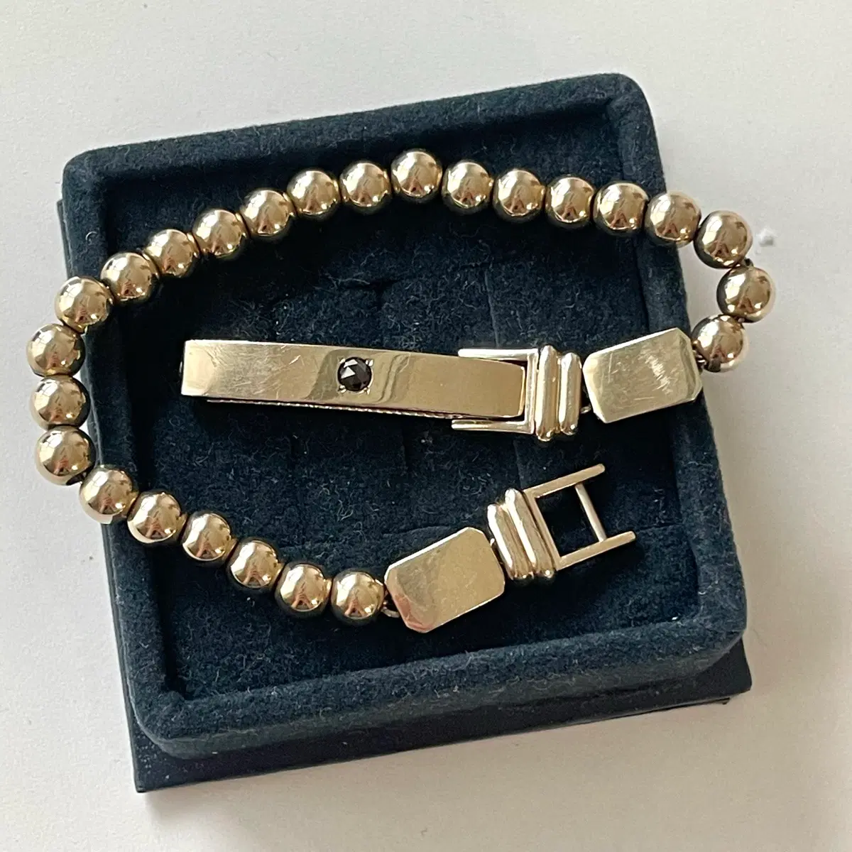 14k 리얼화이트골드 스틱 볼팔찌 5mm