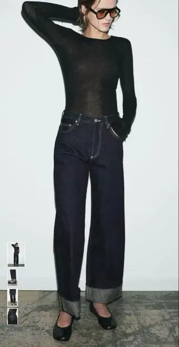ZARA 미드 라이즈 배기 데님 팬츠 새상품 EU34