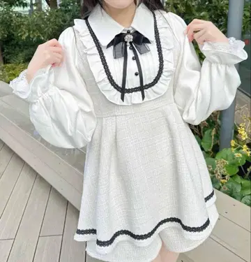 ROJITA 프릴 옷깃 트위드 셋업 양산형 지뢰계