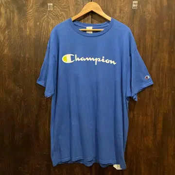 Champion 챔피온 로고 프린트 반팔 T셔츠 블루 XL 사이즈