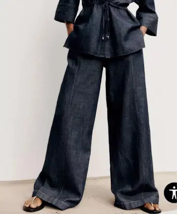 ZARA 린넨지 와이드 레그 팬츠