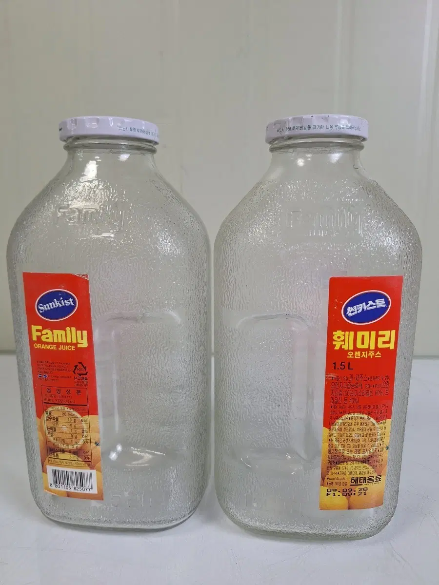 근대사 수집 옛날 해태 훼미리 쥬스병 1.5L 2개
