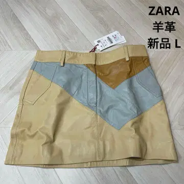 새상품 L ZARA 양가죽 리얼 가죽 패치워크 스커트