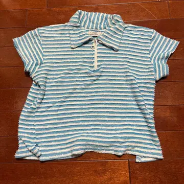 GUESS 하프 지퍼 반팔 피케 셔츠 보더