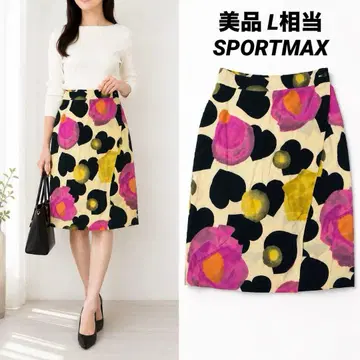 [ 새상품급 ] SPORTMAX 랩스커트 실크 100% 올 패턴 L 상당
