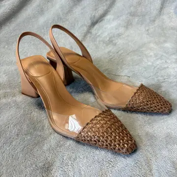 새상품급 ZARA 클리어 샌들 밀짚 24.0cm 여름