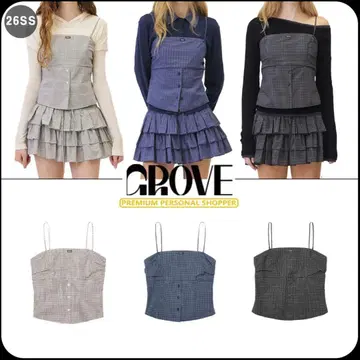 [ GROVE ] 그로브 BLAINE CHECK SLEEVELESS