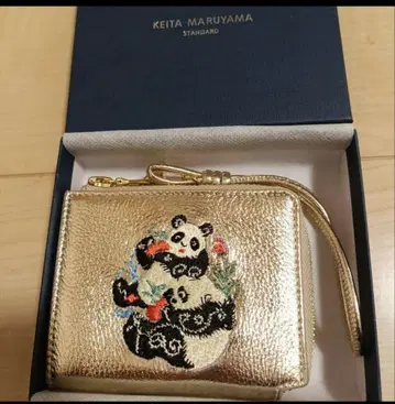 KEITA MARUYAMA 팬더 자수 이단 접이식 지갑 미니 지갑