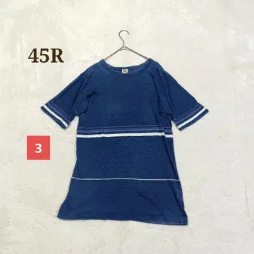 45rpm 45R 인디고 염색 티셔츠 코튼 블루 L