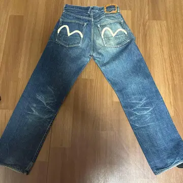 EVISU 2001 데님 팬츠 페인트 갈매기