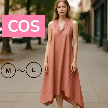 [ 상태 좋음 ] COS 면100% 플레어 원피스 사이드 포켓 슬리브리스