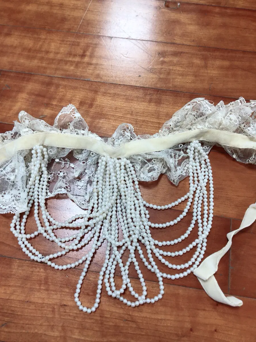 레이스 진주 장식 진주 초커