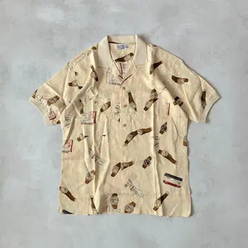 새상품급 PAPAS ISLAND 파파스 아로하 셔츠 린넨 오픈 카라