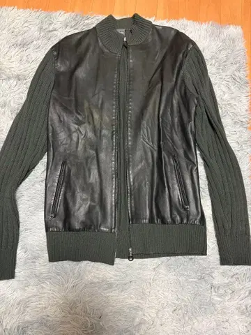Salvatore Ferragamo 가죽 콤비 니트 자켓