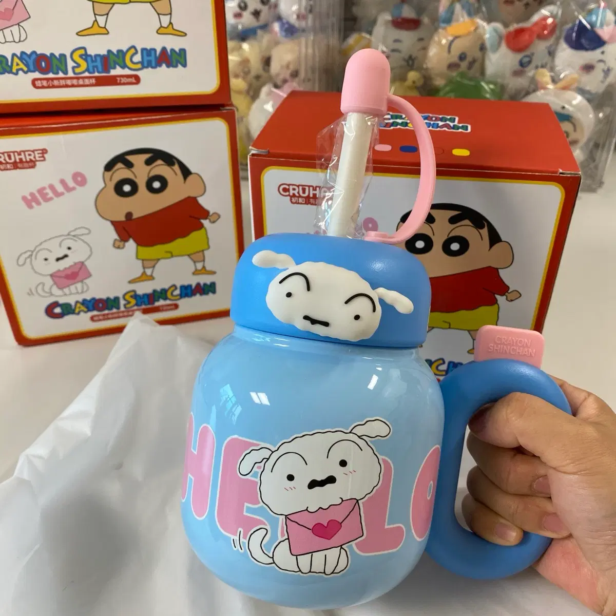 흰둥이 빨대 스텐컵 730ml